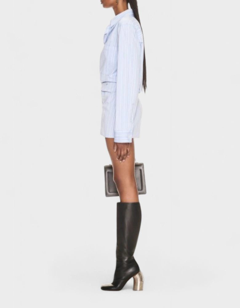 Stripe Poplin Twist Shirt Short Dress