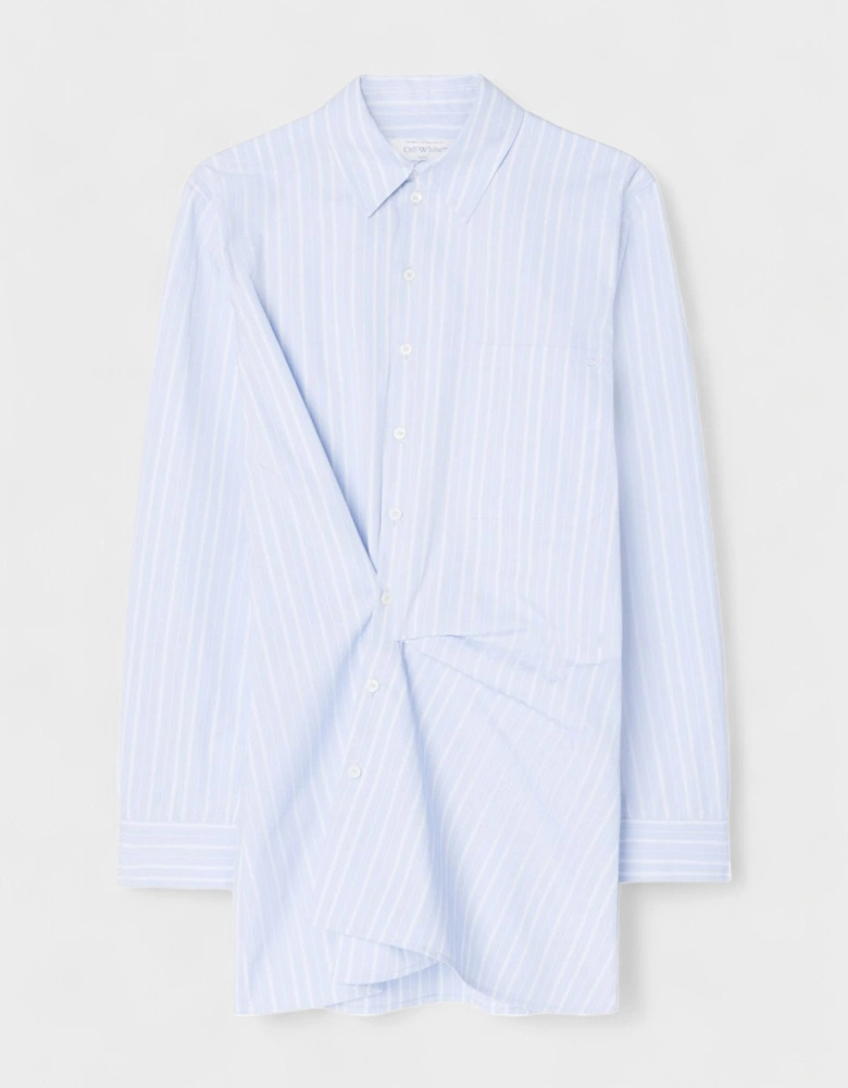 Stripe Poplin Twist Shirt Short Dress