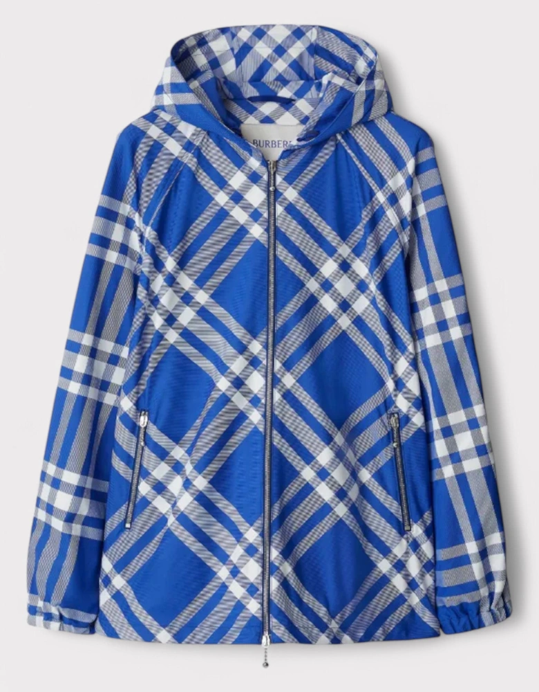 Check Pattern Hooded Jacket Blue