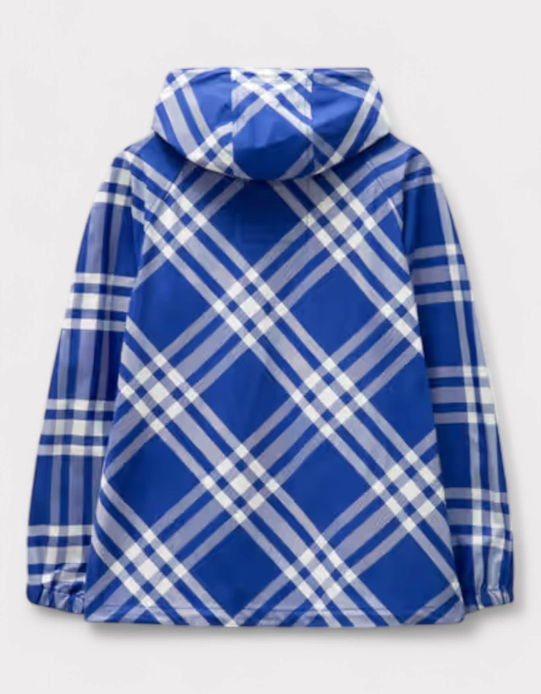 Check Pattern Hooded Jacket Blue