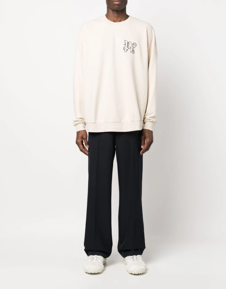 Linen Crewneck Beige Black