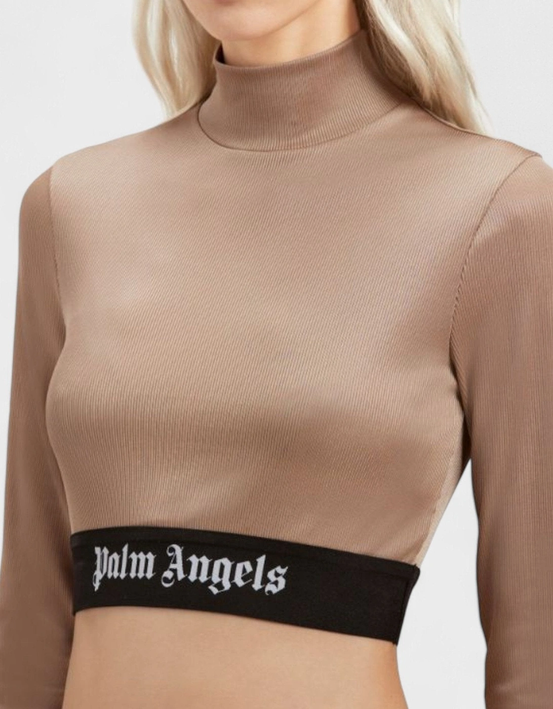 Logo Tape Skin Tee Camel Brown Wmns