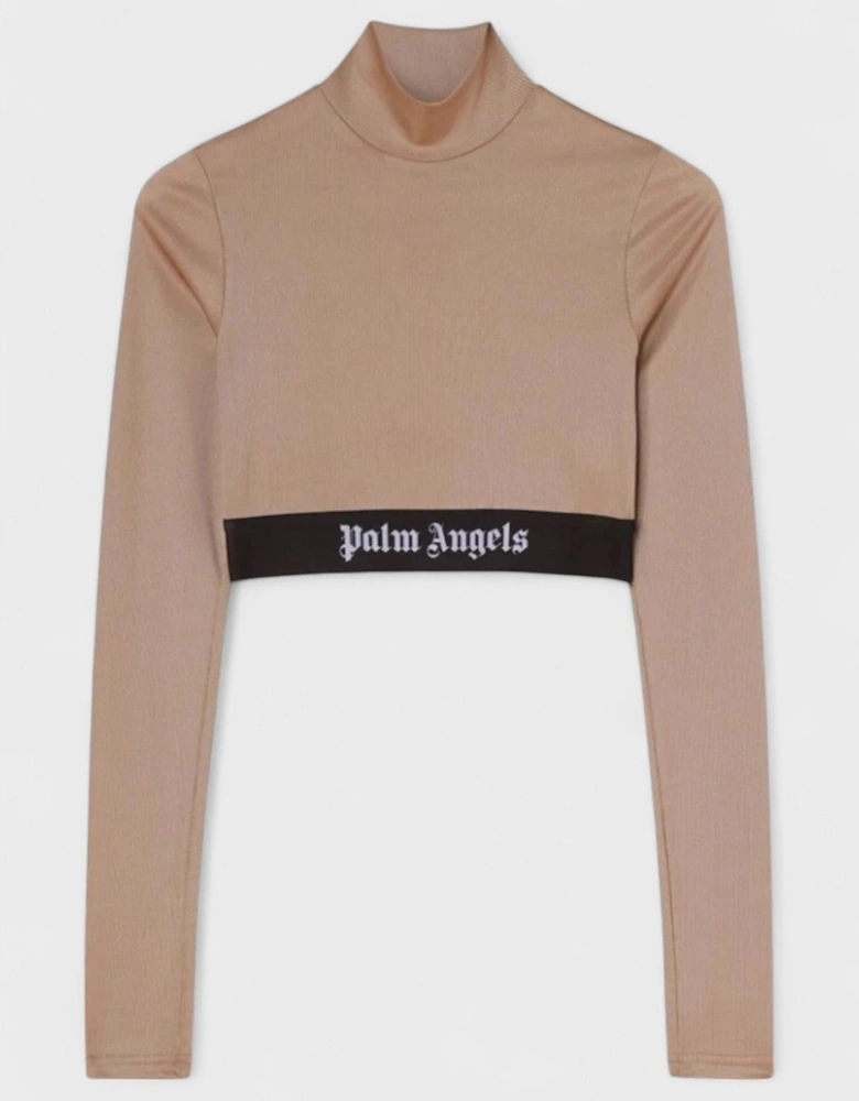 Logo Tape Skin Tee Camel Brown Wmns