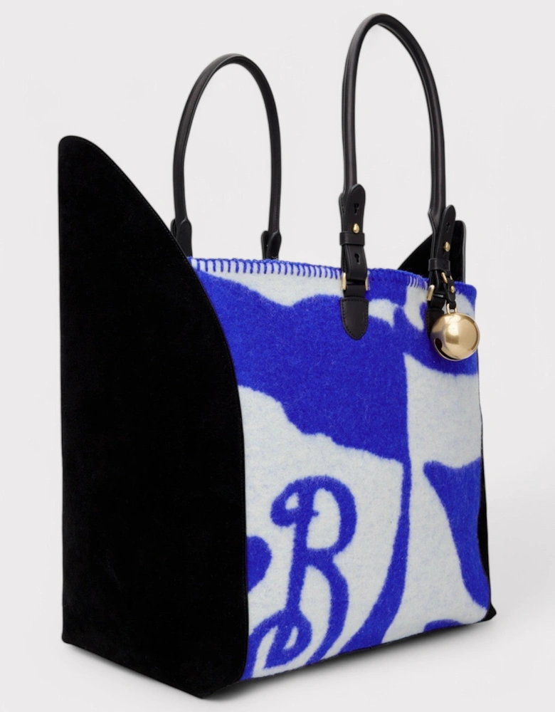 Large Shield Tote Bag Blue White