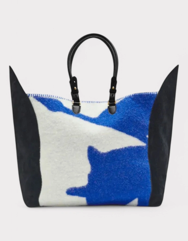 Large Shield Tote Bag Blue White