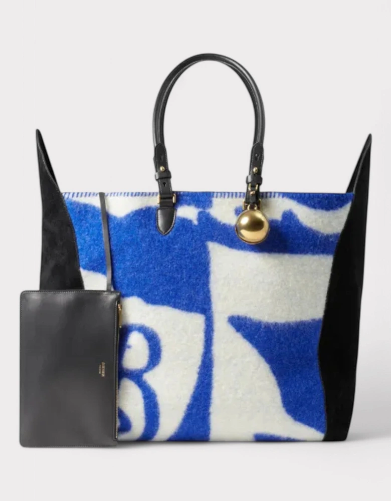 Large Shield Tote Bag Blue White