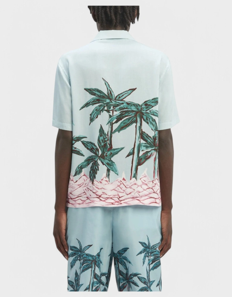 Palms Row Button Up Bowling Shirt 'Light Blue/Green'
