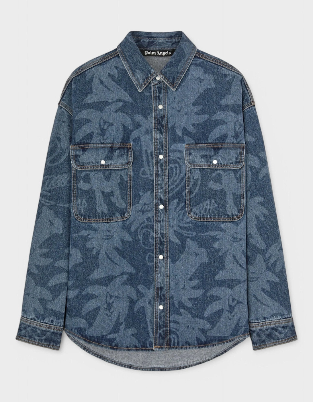 Palmity Laser Print Denim Shirt Light Blue, 3 of 2