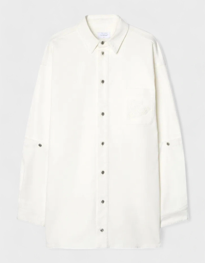 90's Logo Denim Button Overshirt White