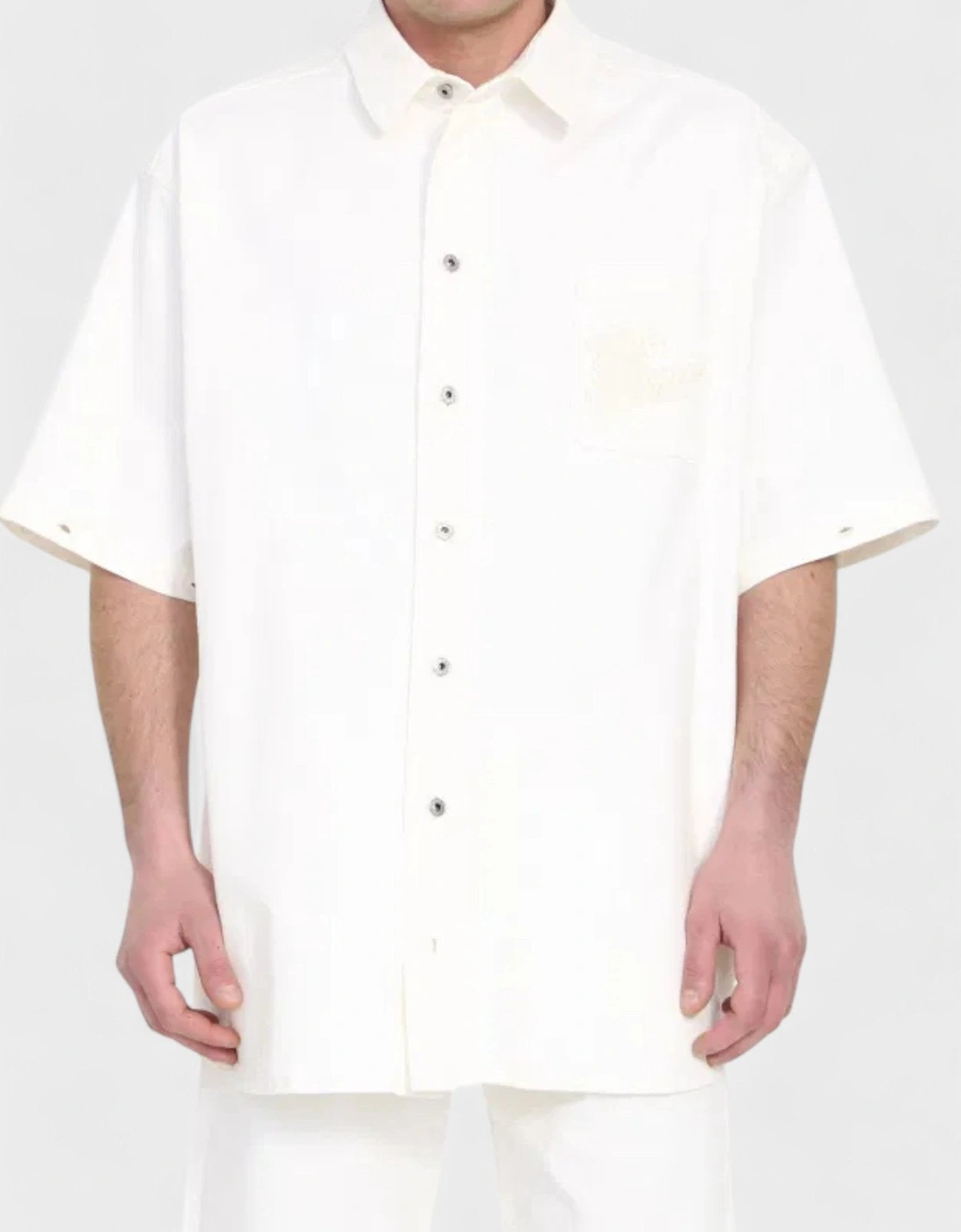 90's Logo Denim Button Overshirt White