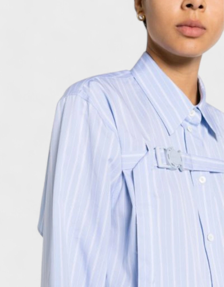 Stripe Poplin Buckle Shirt Light Blue