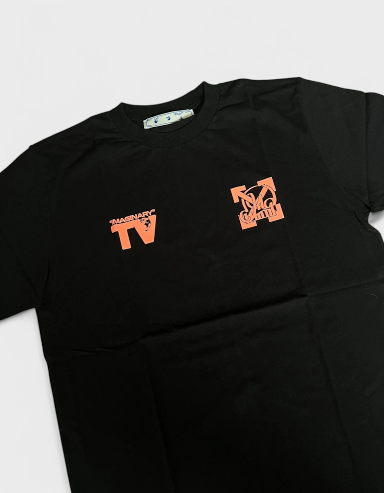 Off White Katsu TV S/S T-Shirt Black Orange Fluo