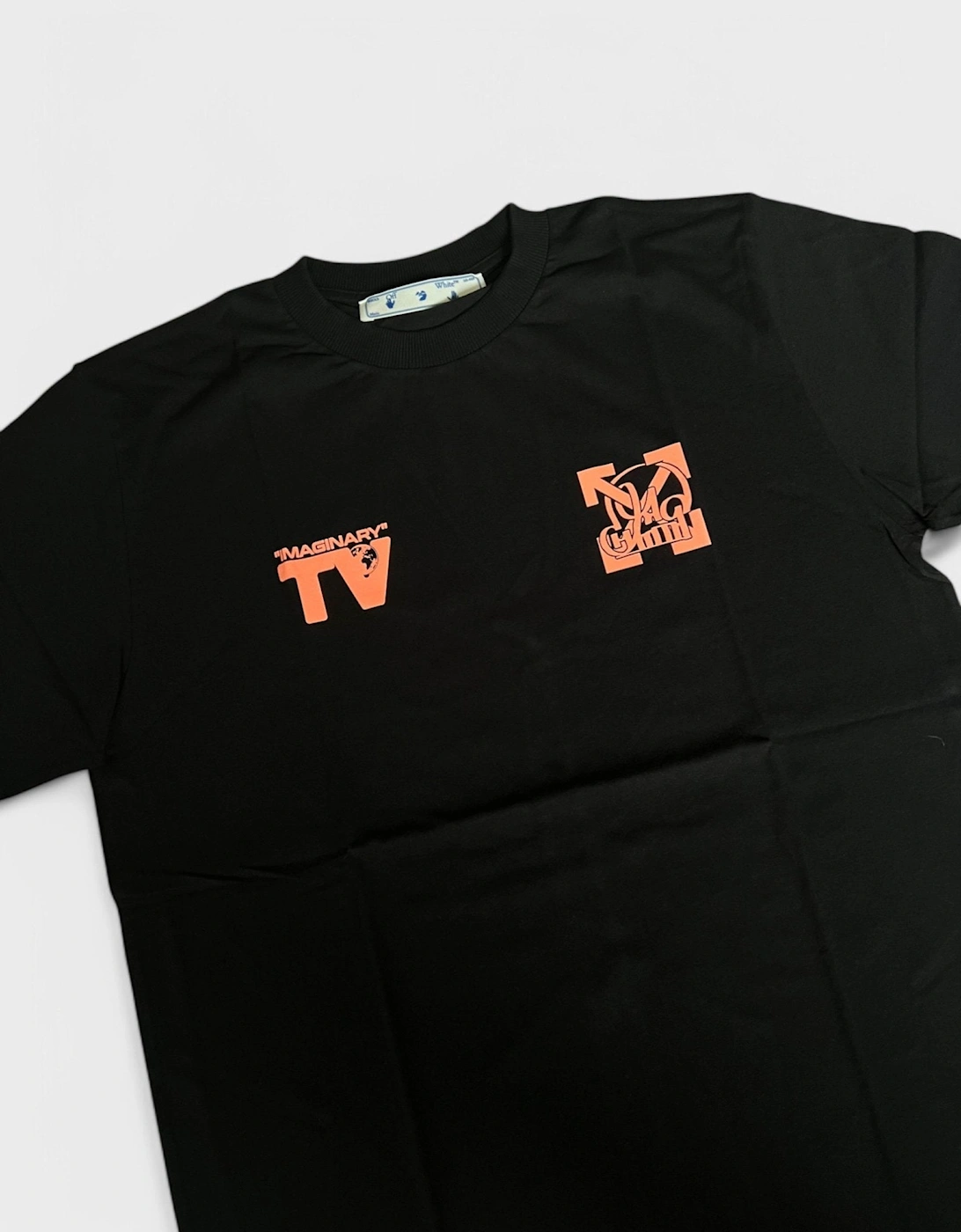 Off White Katsu TV S/S T-Shirt Black Orange Fluo