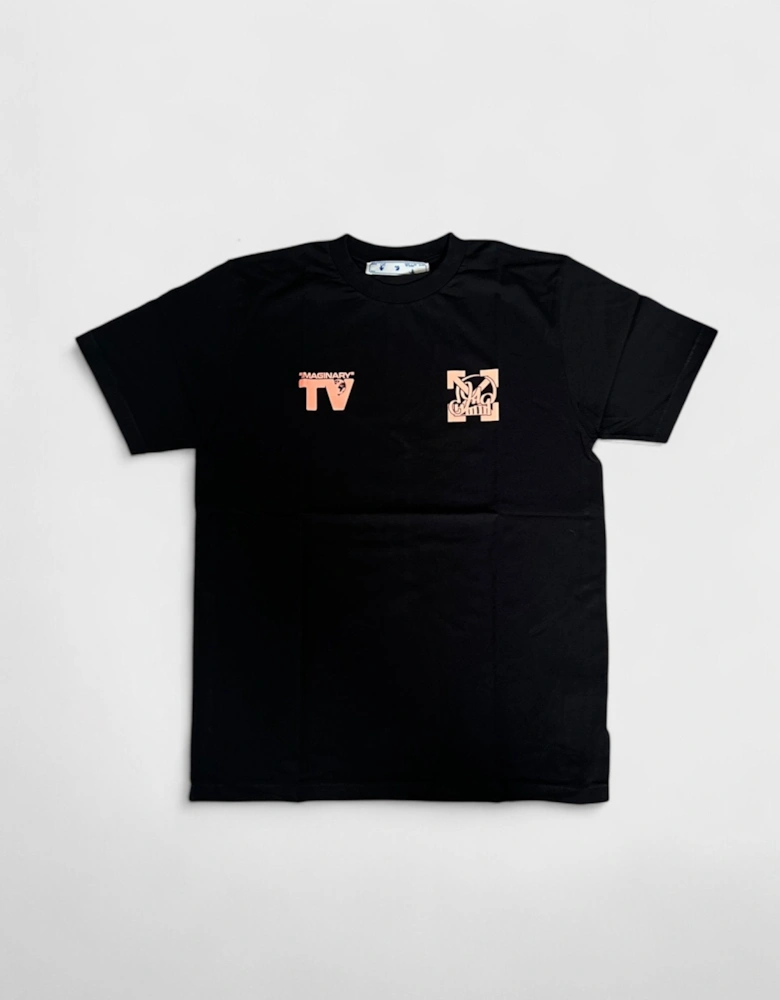 Off White Katsu TV S/S T-Shirt Black Orange Fluo
