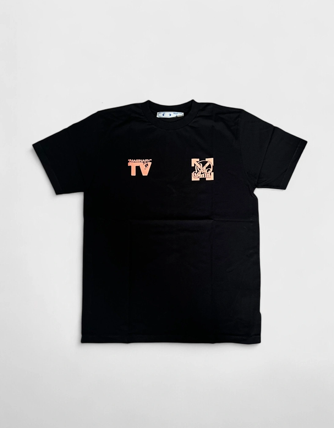 Off White Katsu TV S/S T-Shirt Black Orange Fluo