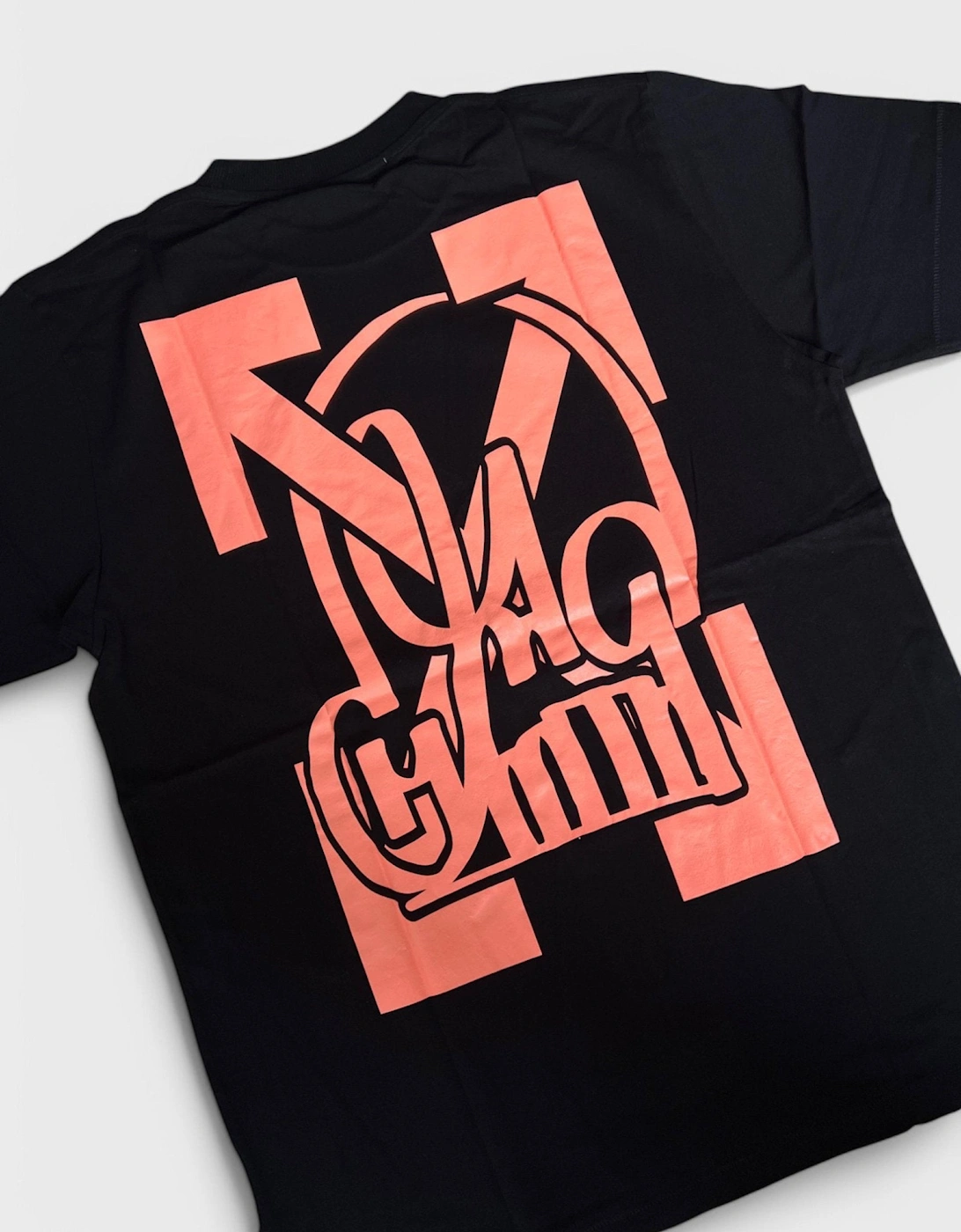 Off White Katsu TV S/S T-Shirt Black Orange Fluo