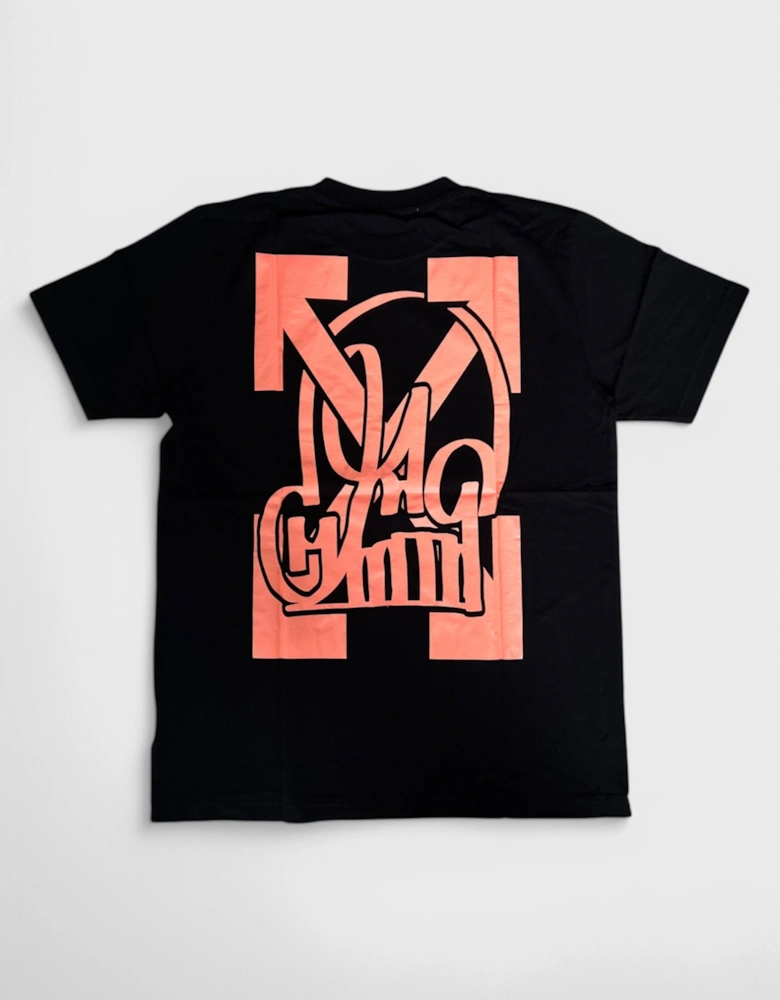 Off White Katsu TV S/S T-Shirt Black Orange Fluo