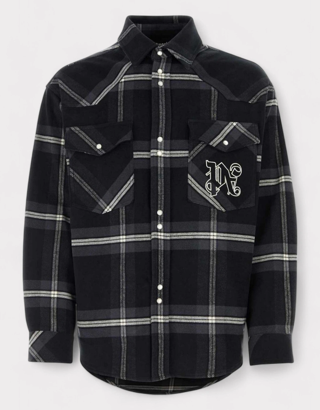 Monogram Check Overshirt Black, 6 of 5