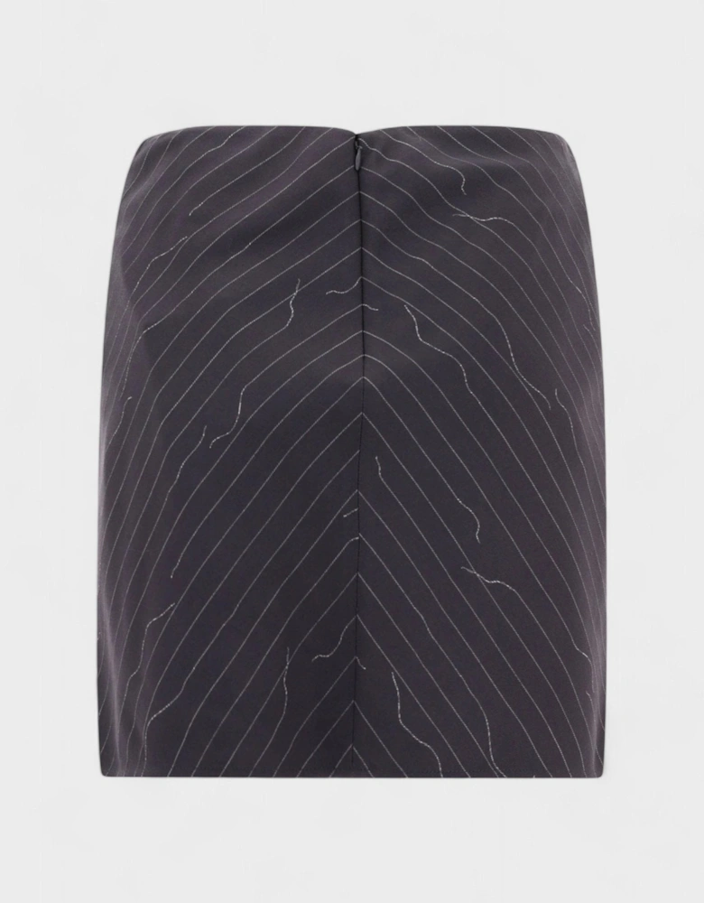 Pinstripe Twist Mini Skirt Grey