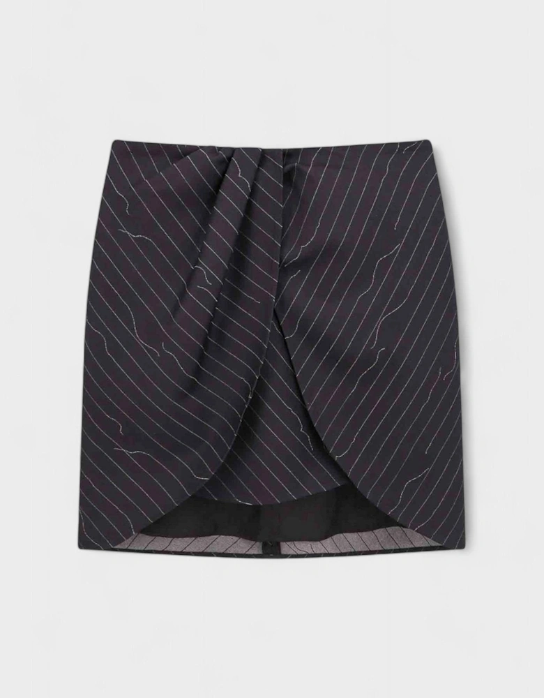Pinstripe Twist Mini Skirt Grey
