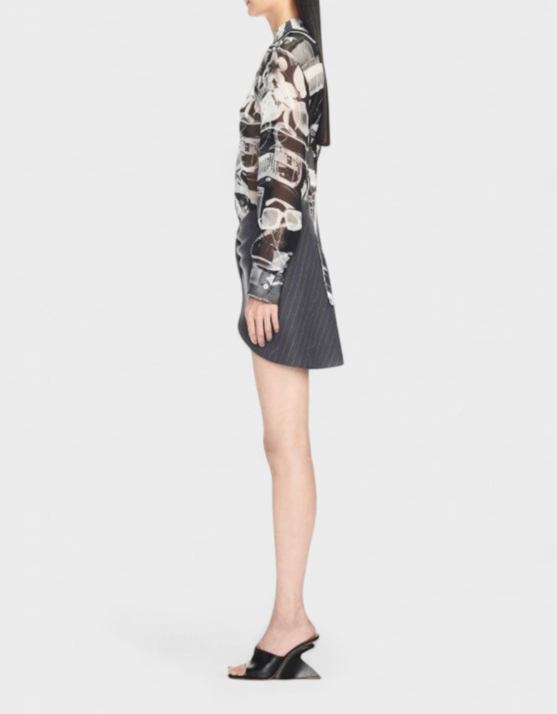Pinstripe Twist Mini Skirt Grey