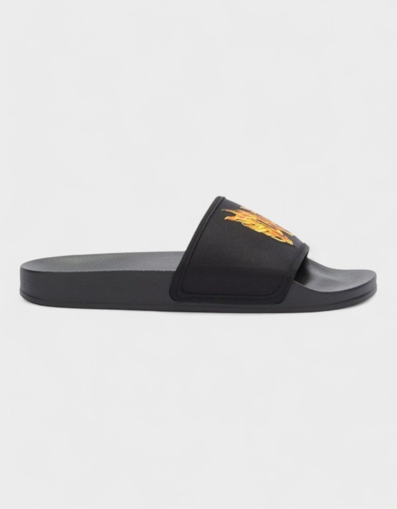 Pa Monogram Flame Pool Slides Black