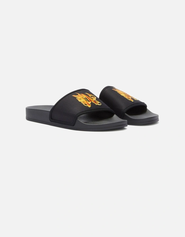 Pa Monogram Flame Pool Slides Black