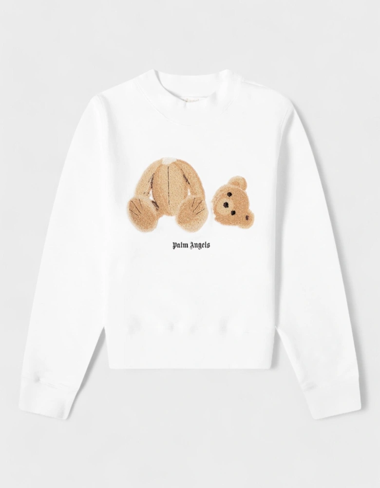 Bear Fitted Crewneck White