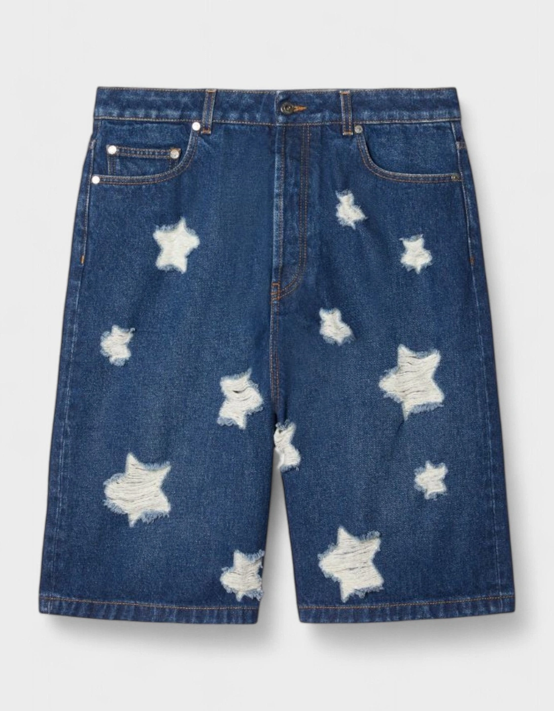 Stars Denim Ripped Shorts Blue, 5 of 4
