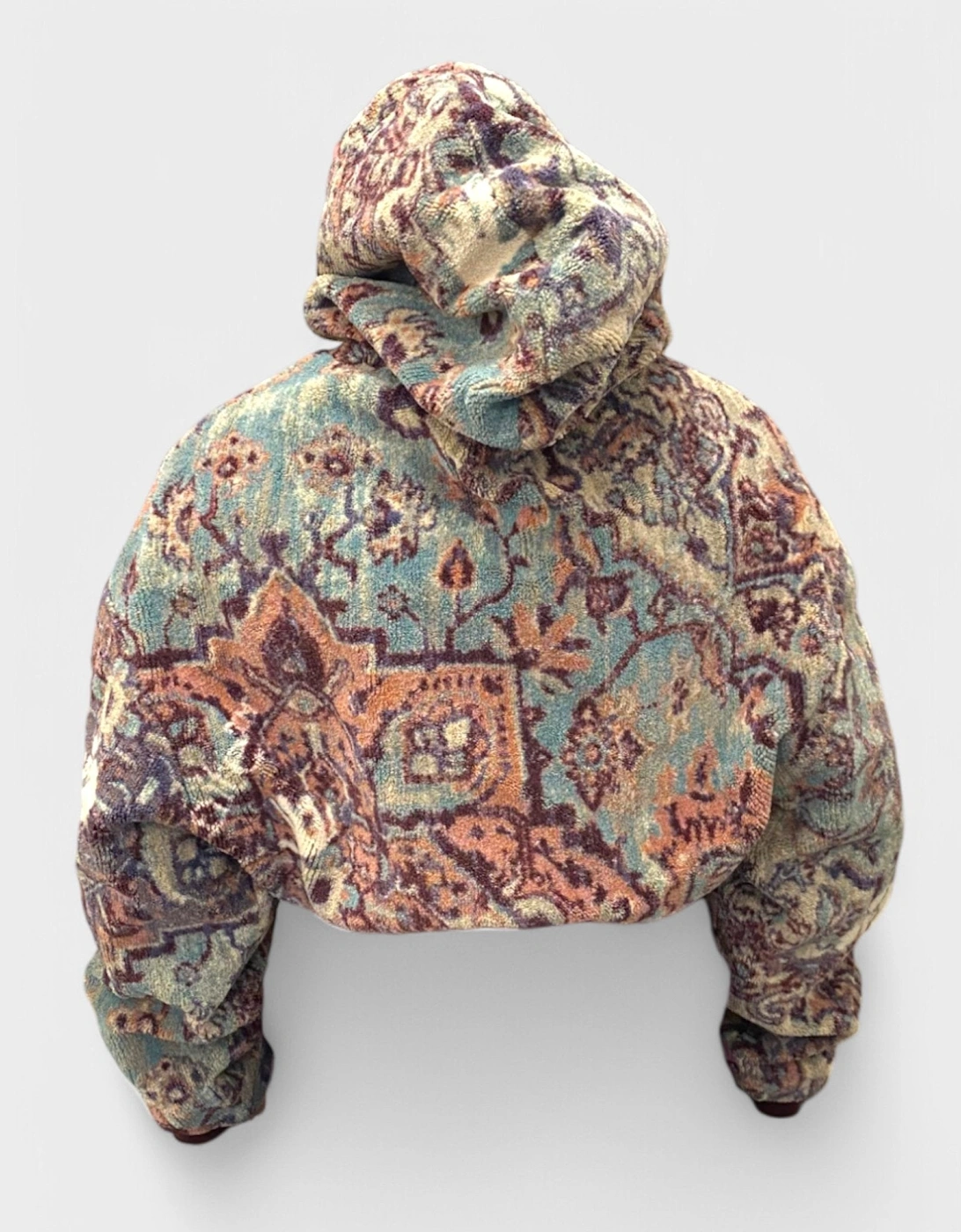 Off White Tapestry Over Crop Hoodie Multicolour