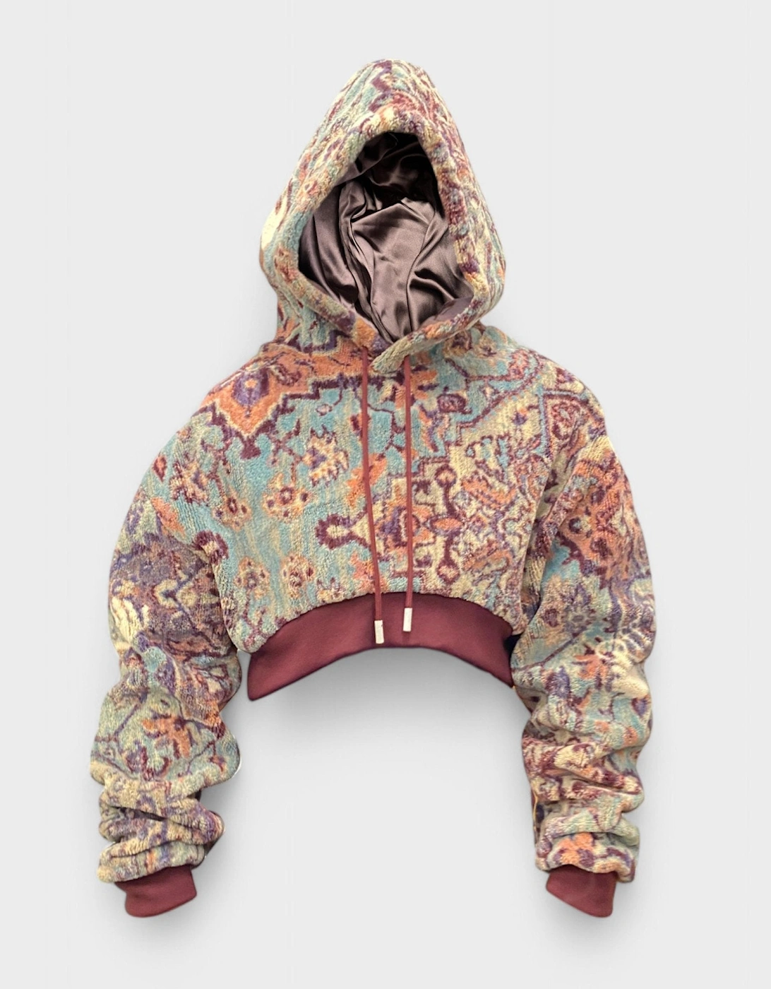 Off White Tapestry Over Crop Hoodie Multicolour, 10 of 9