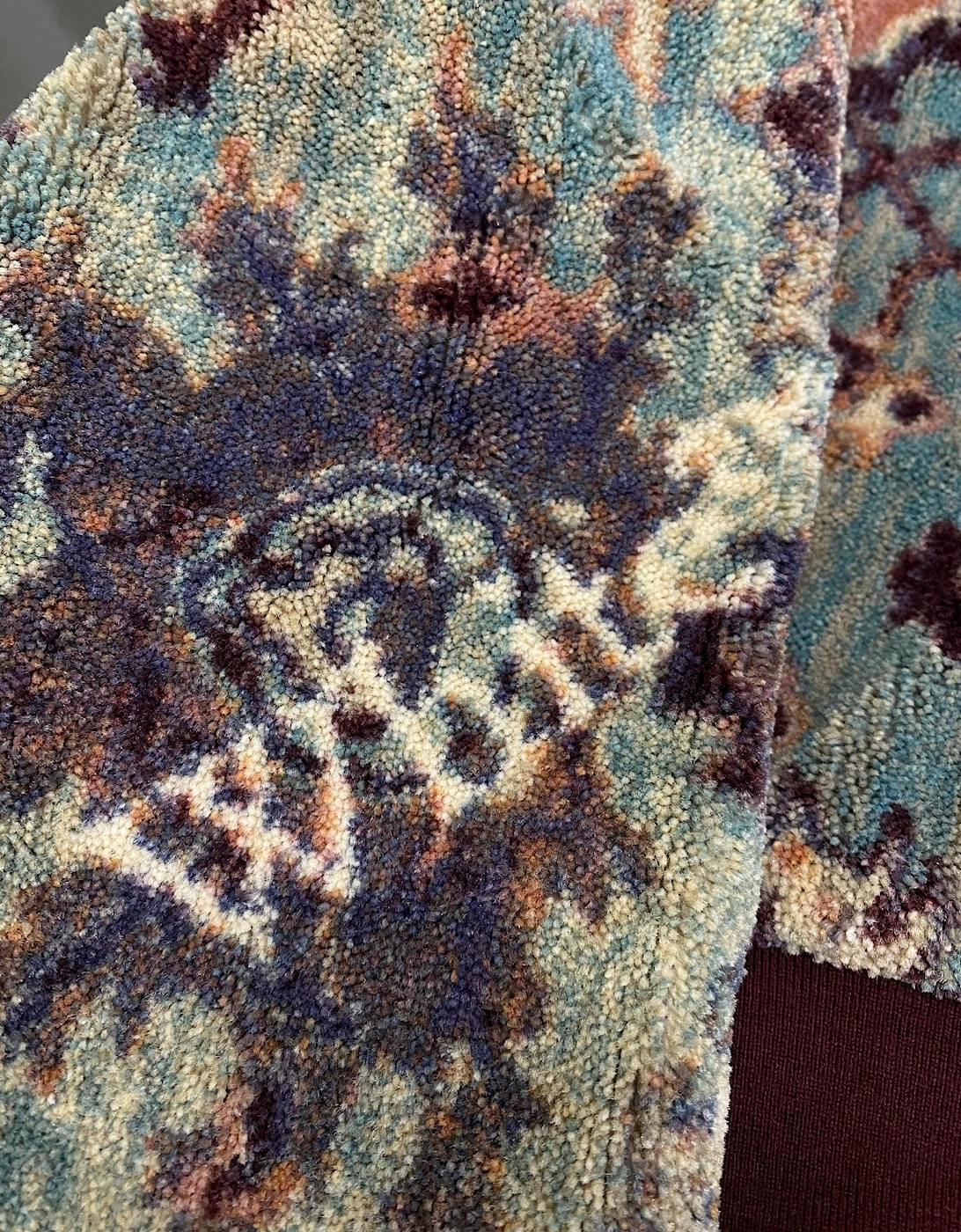 Off White Tapestry Over Crop Hoodie Multicolour