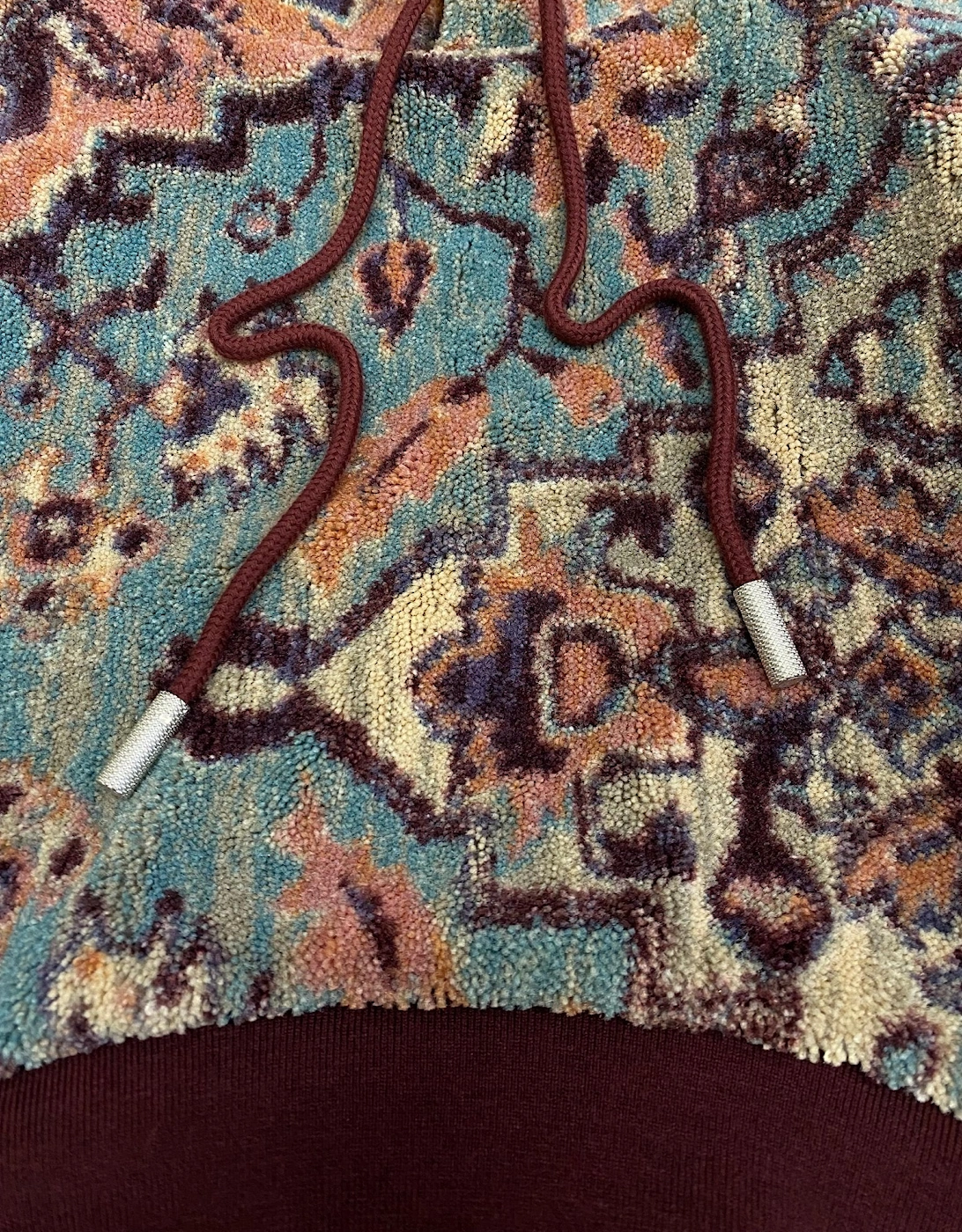 Off White Tapestry Over Crop Hoodie Multicolour
