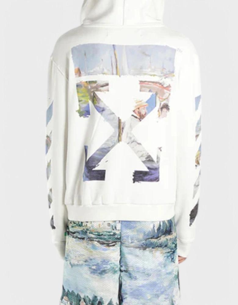 Diag Multicolour Zipped Hoodie White