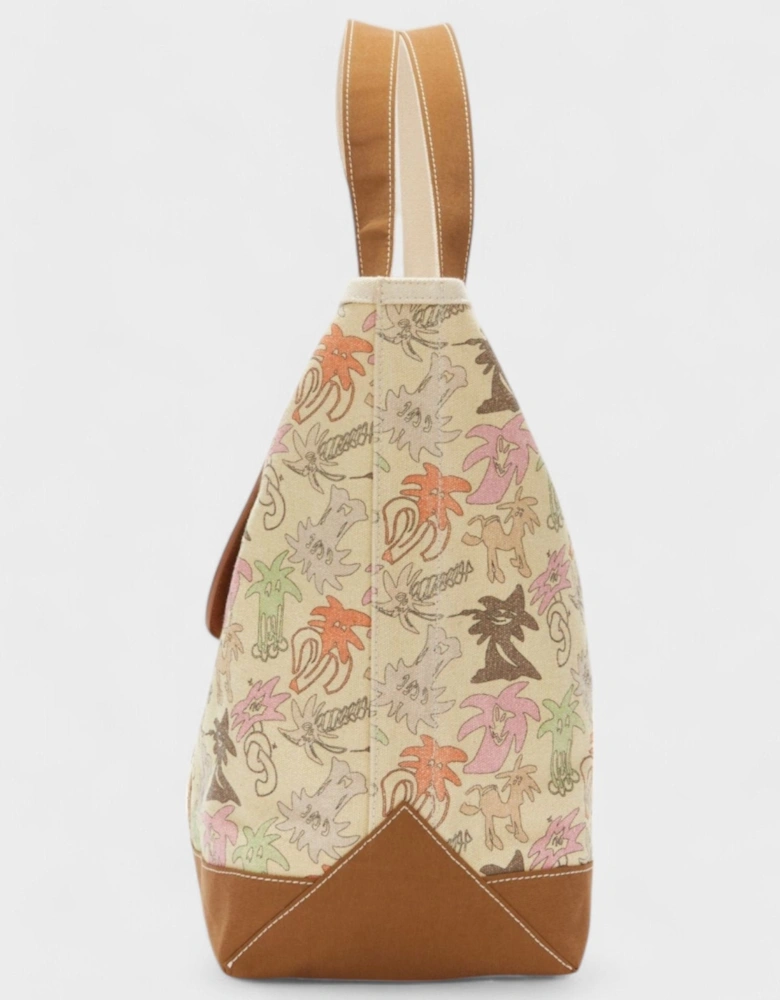 All Over Print Palm City Tote Bag Beige
