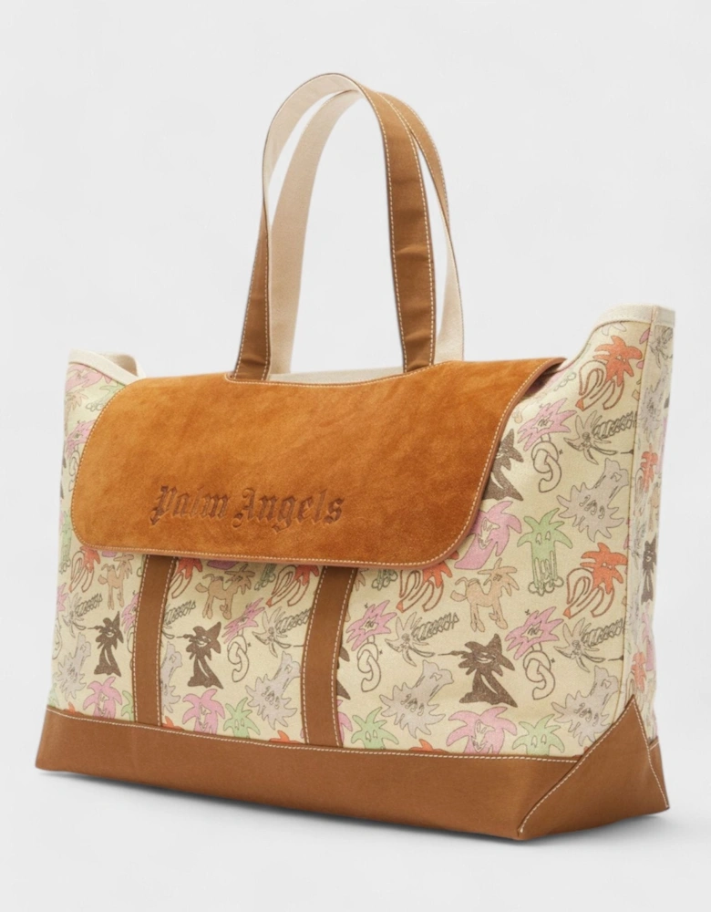 All Over Print Palm City Tote Bag Beige