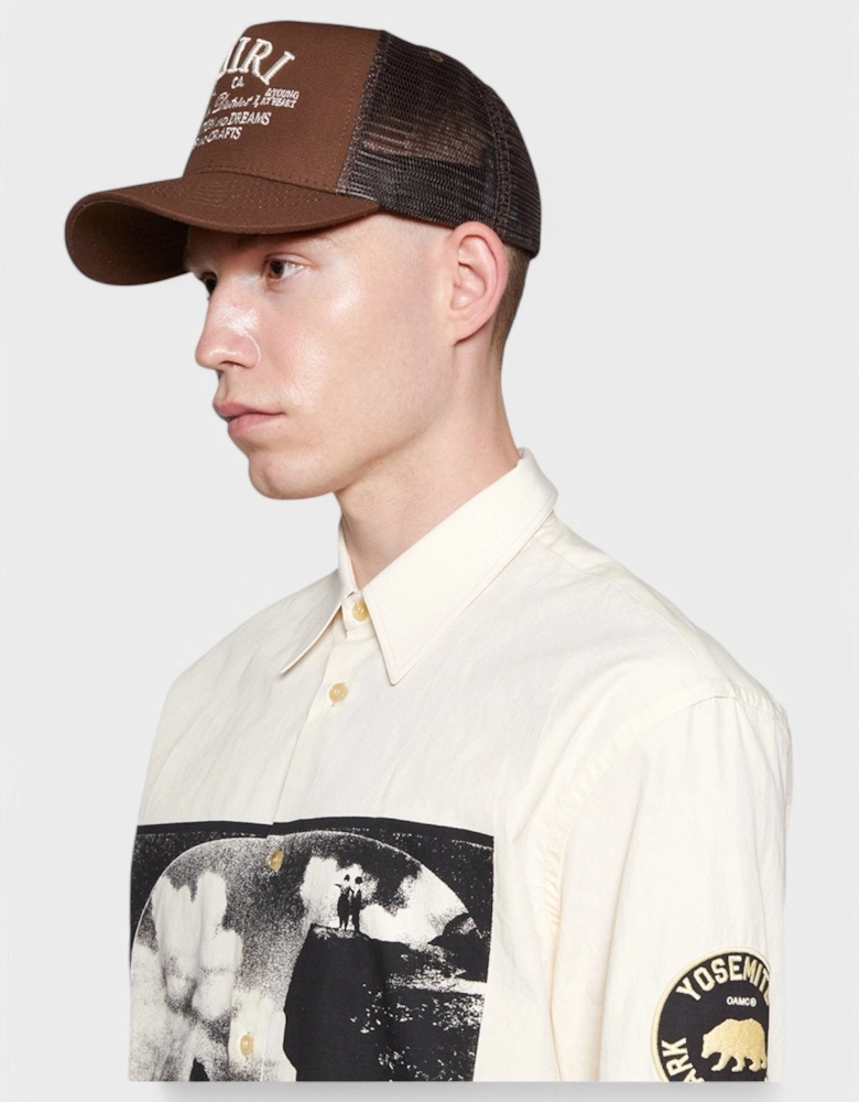 Stencil Trucker Hat Shitake