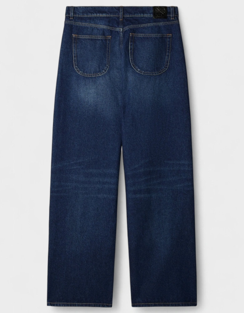 Eyelet Loose Fit Jeans Medium Blue
