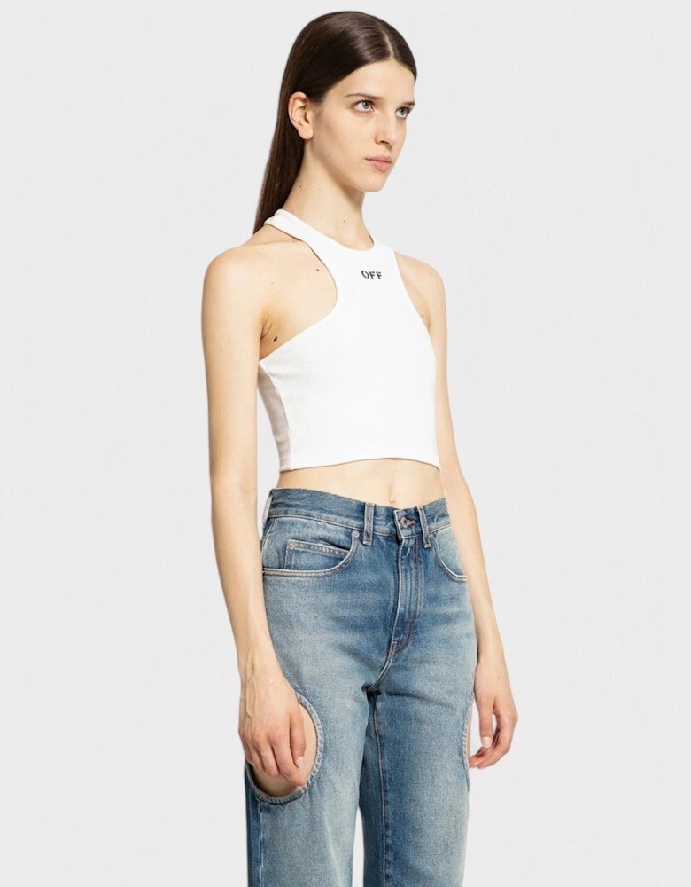 Off Stamp Rib Rowing Top White