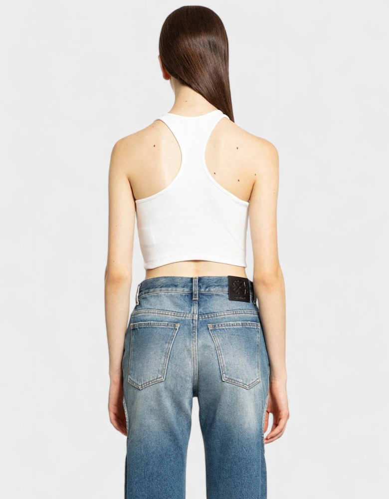 Off Stamp Rib Rowing Top White