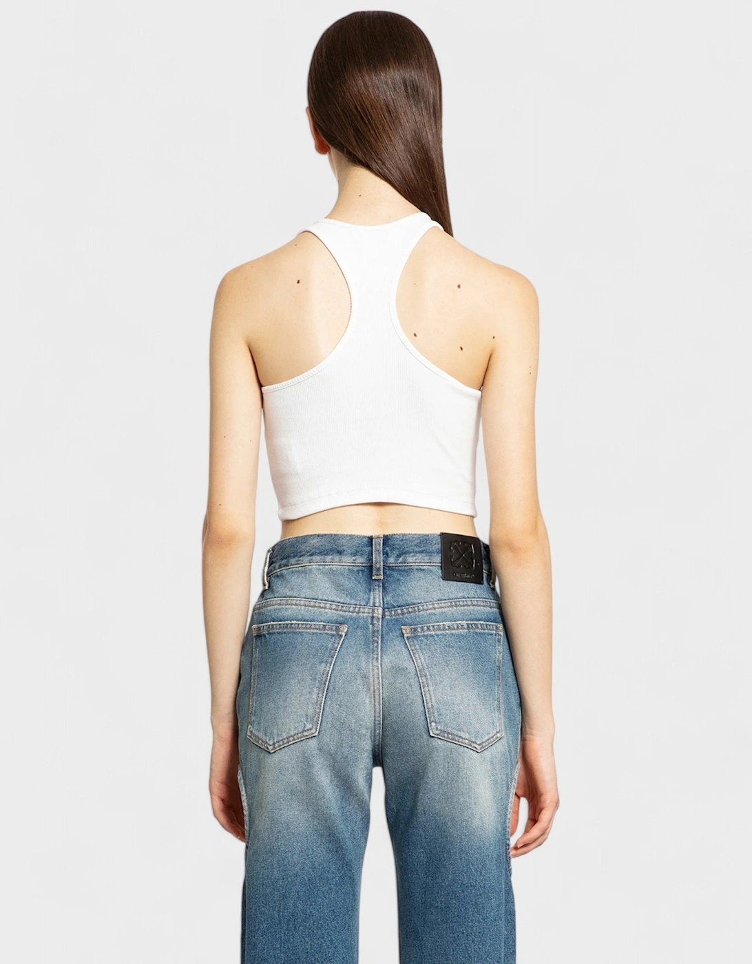 Off Stamp Rib Rowing Top White