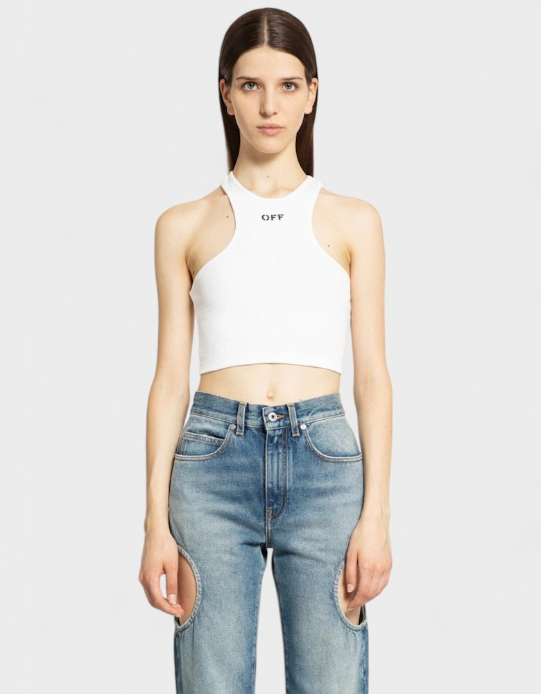 Off Stamp Rib Rowing Top White
