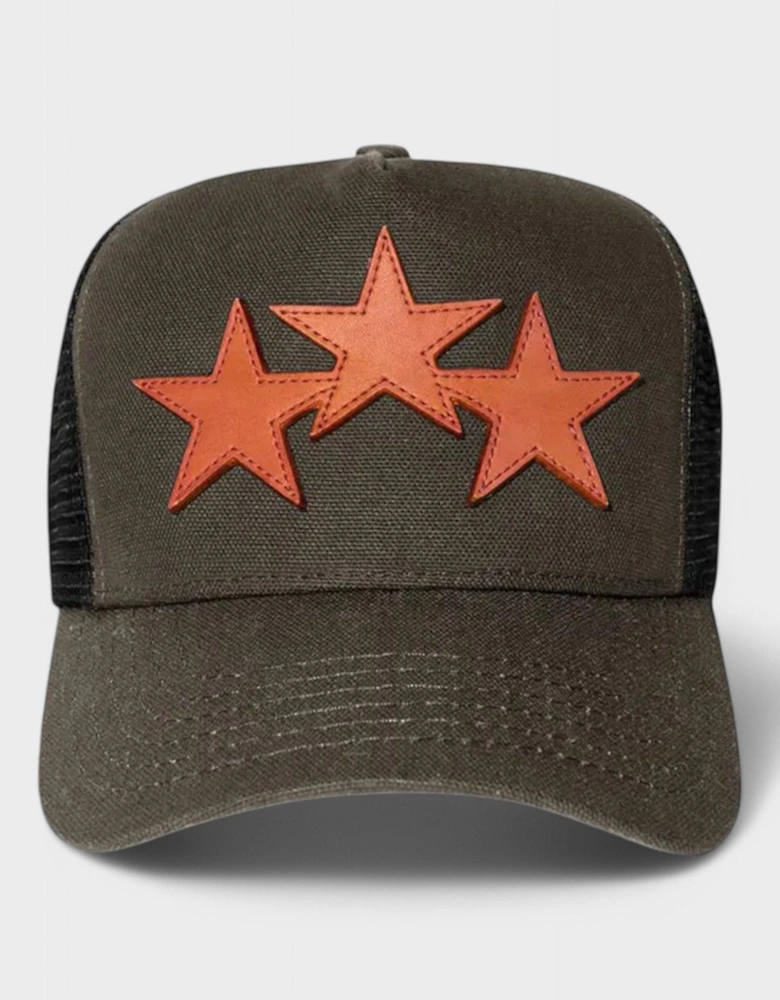 Three Star Trucker Hat Military Green