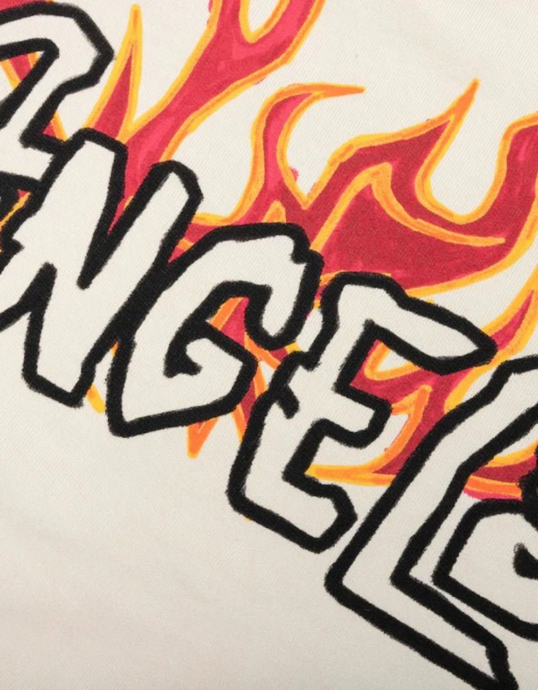 Garment Dye Palm Graffiti Flames Sweatshirt Off White/Black