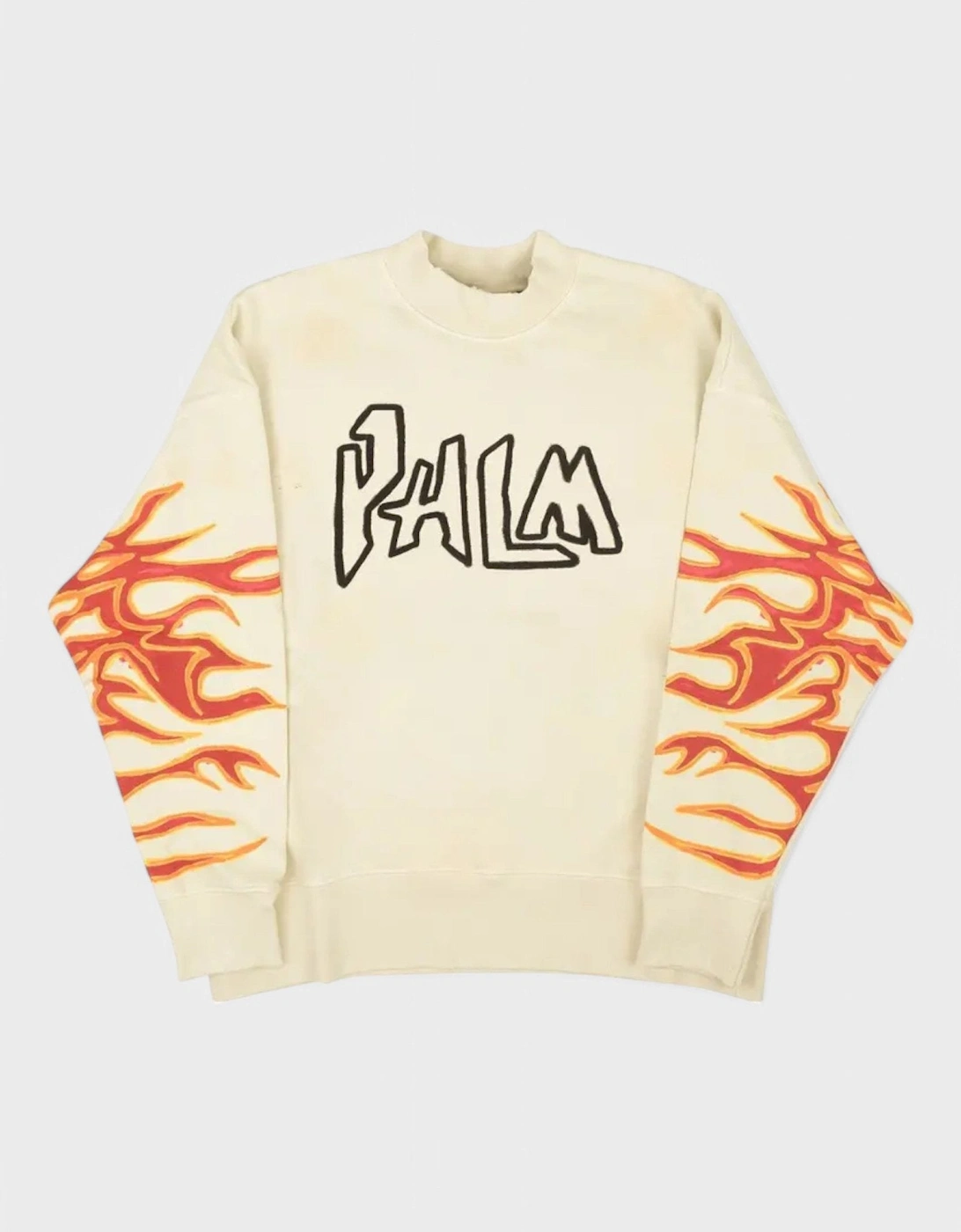 Garment Dye Palm Graffiti Flames Sweatshirt Off White/Black, 4 of 3