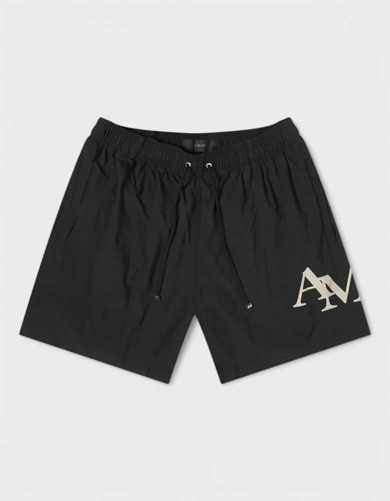 Staggered Swim Trunk Black