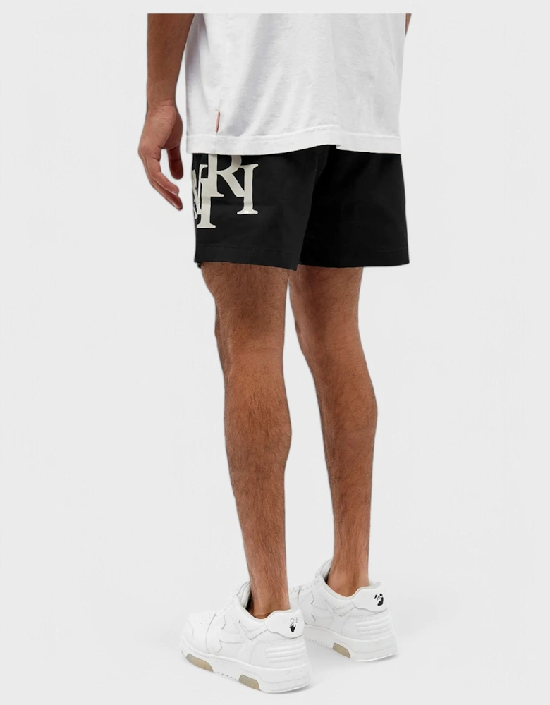 Staggered Swim Trunk Black