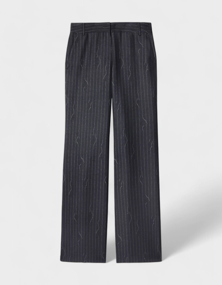 Pinstripe Wide Fit Suit Trousers Dark Drey
