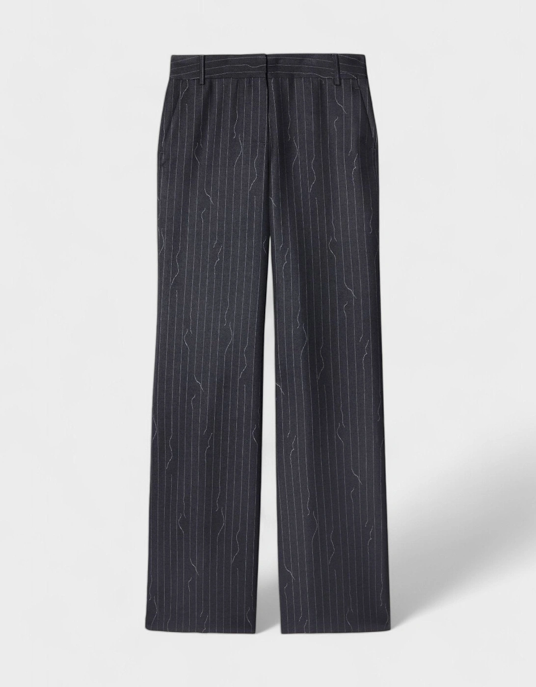 Pinstripe Wide Fit Suit Trousers Dark Drey, 6 of 5