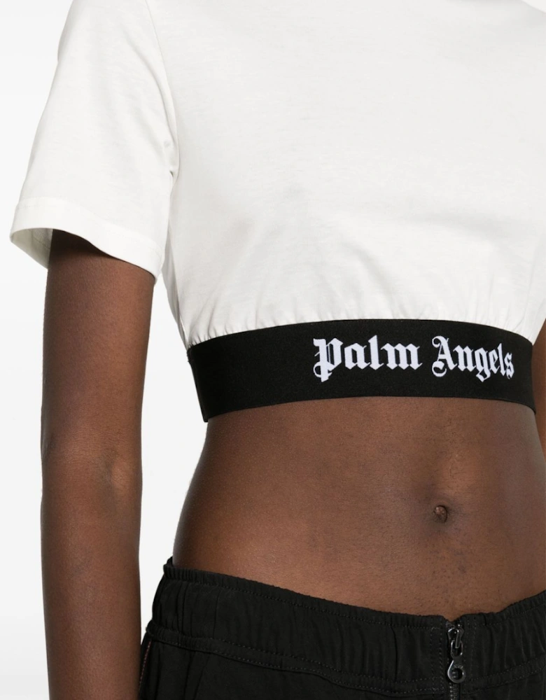 Logo Tape Crop Tee White
